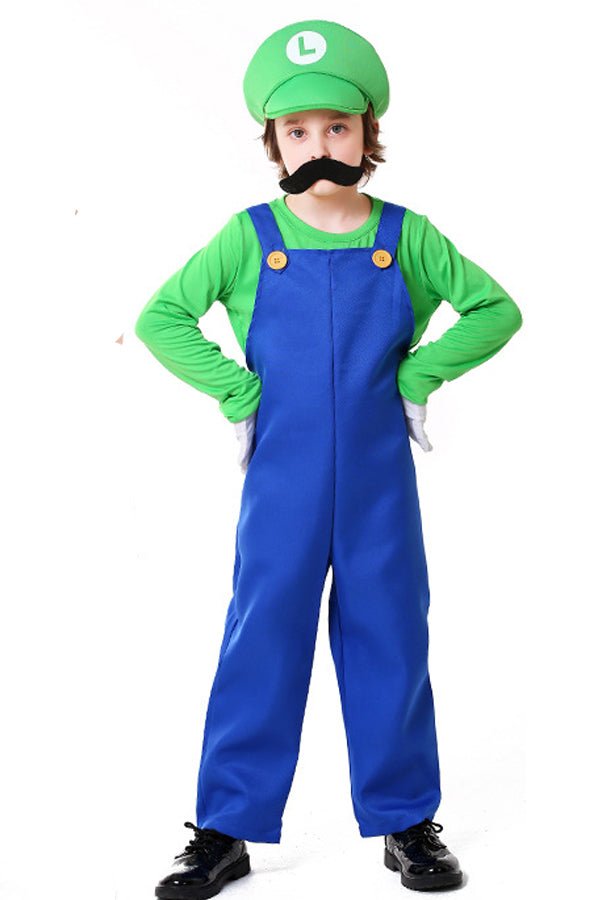 Kid's Super Plumber Costume, Green