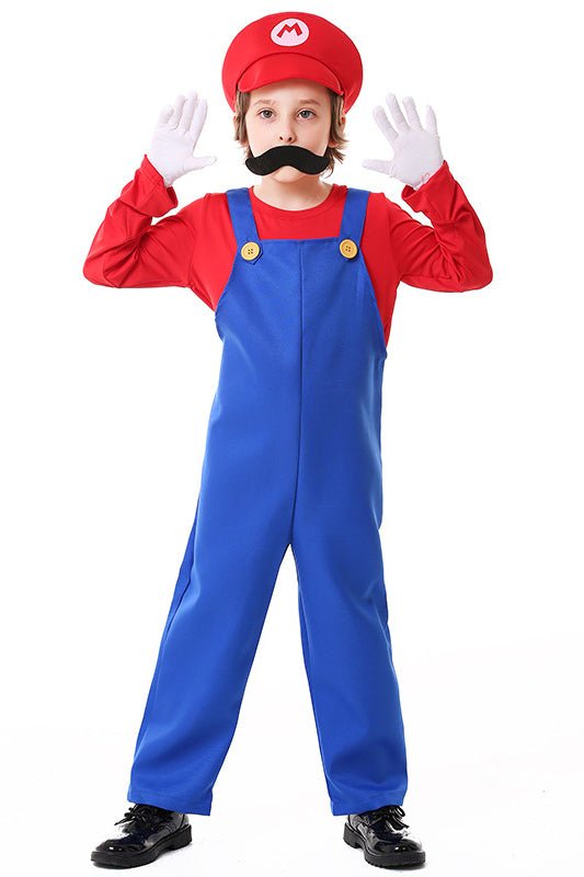 Kid's Super Plumber Costume, Red